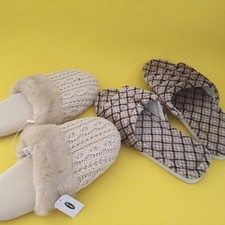 Women's Old Navy Cable Knit Slippers Size 5-6 and Men's Suede Slippers Size 9