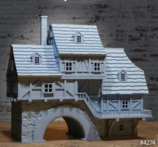 Awesome Village House Building with River Arch N or Z Scale Detailed Resin Print