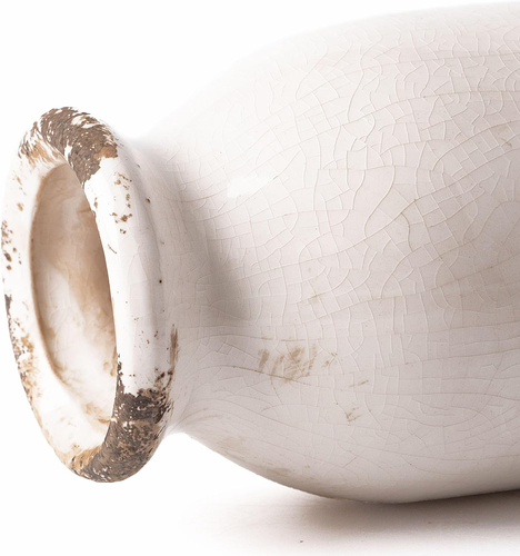 Ceramic Flower Vases White Rustic Farmhouse Vintage Distressed Home Decor 2 Pc - Picture 6 of 12