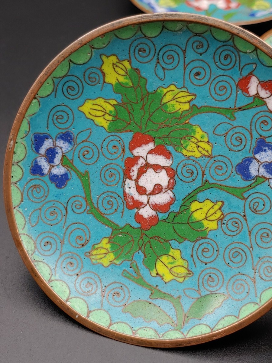 チャイナ図合子( 陶器) 清代红铜景泰蓝茶花图赏盘Group Antique Chinese Qing Cloisonne