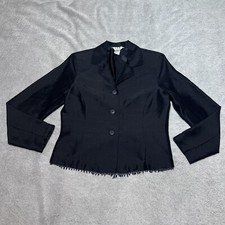 Womens Silk Jacket Blazer Formal Wear Slb Petites 6 Black Beaded Trim