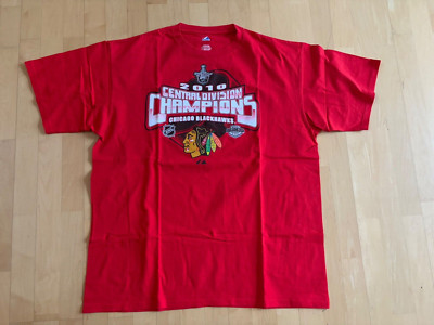 Herren T-Shirt NHL 2010 Majestic XL Chicago Blackhawks Rot Stanley CUP Playoffs
