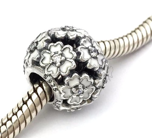 Authentische Pandora Primelwiese Weiß Perle Charm 791488EN12 Neu