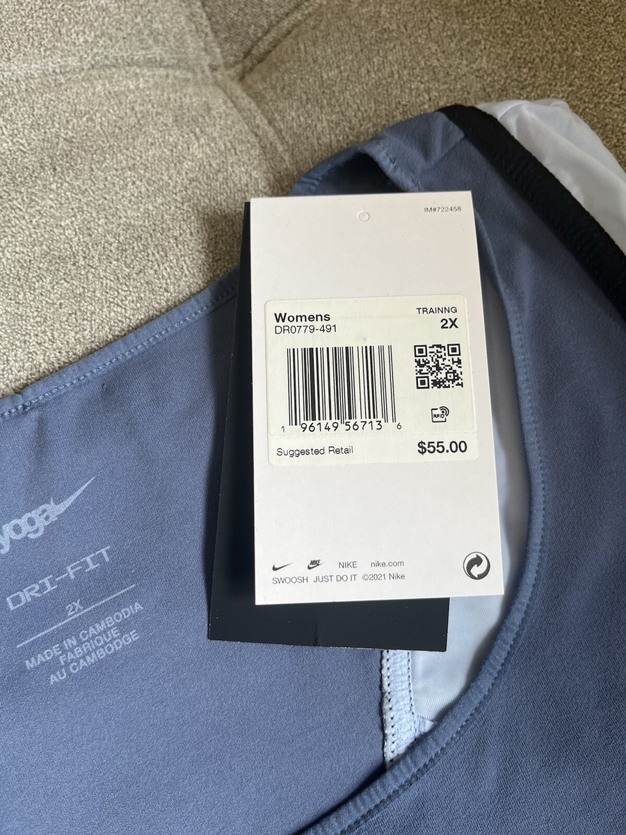 その② NWT $55 Nike Women's Yoga Dri-FIT Luxe Cropped Tank Top Blue Plus