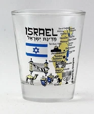 ISRAEL LANDMARKS AND ICONS COLLAGE SHOT GLASS SHOTGLASS