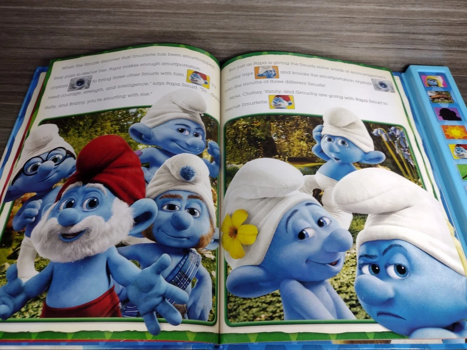 Los Pitufos juegan un libro de sonido juguete para niños regalo educativo para niños pitufina  Foto 4 de 4