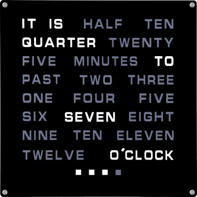 Tech Tools LED Word Clock - Displays Time as Text - Powered by AC Adapter (12...