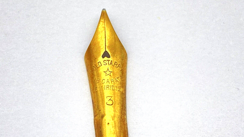VINTAGE GOLD STARRY NO 3 FOUNTAIN PEN NIB ONLY SEMI FLEXIBLE 18K FINE NIB FRANCE - Imagen 2 de 7