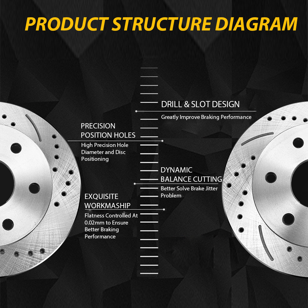 330mm Front Drilled Rotors Brake Pads for Dodge Grand Caravan Town & Country