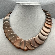 Statement Wooden Disc Necklace 19 In Vintage Retro BoHo Hippie Earthy Graduated