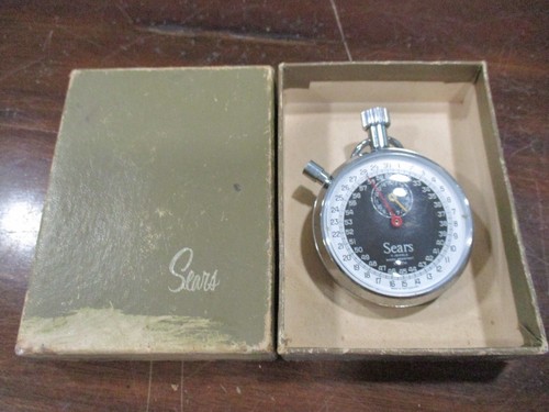 RAR Sears 7 Jewels 1/10 Swiss Made Mechanische Aufzieh Stoppuhr in OVP