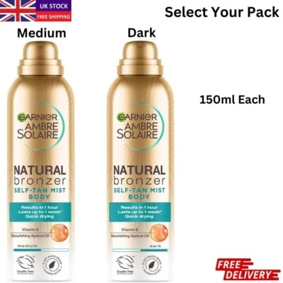 Garnier Ambre Solaire Natural Bronzer Self Tan Dark & Medium Body Mist 150ml