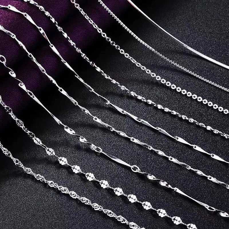 Wholesale Real 925 Sterling Silver Necklace Chains For Pendants Jewelry 16"-24" - image 3 of 4