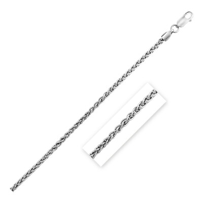 Sterling Silber rhodinierte Weizenkette (2,60 mm)