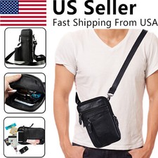 Men Leather Phone Loop Belt Bag Waist Holster Pack Shoulder Pouch Crossbody New