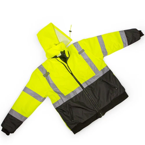 Hi-Vis Class 3-Safety Jacket Neon Reflective Coat Bomber Jacket Size - XL image 5