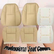 2007-2014 For Chevy Driver & Passenger Bottom-Top Seat Cover Leather Tan & Foam