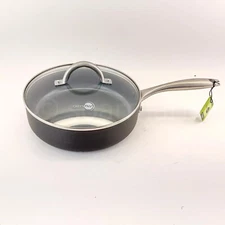 GreenPan Lima Collection Ceramic Hard Anodized 3-QT Saute Pan  with Lid New
