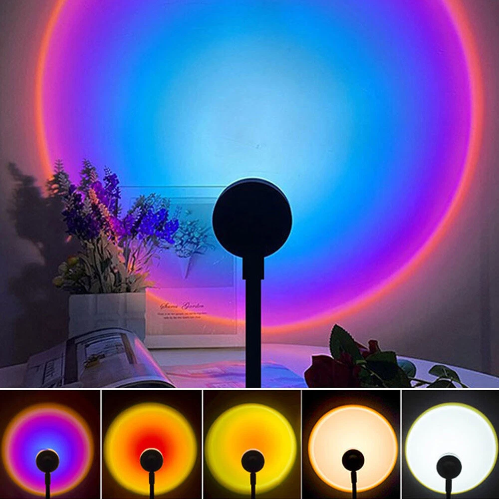 Sunset Projection Lamp Rainbow LED Night Light Photography Lighting Wall  Home