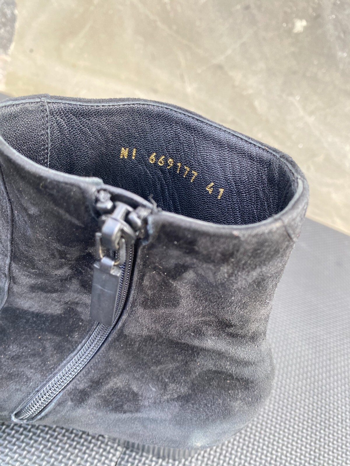 Saint Laurent scarpa stivaletto donna nero scamosciato a punta cerniera taglia 41 US 11