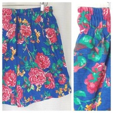 Vintage Max  Diane Blue Floral Shorts with Dropped Yoke  High Waist Size Med