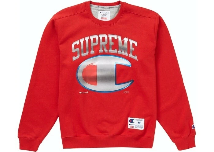 Supreme X Champion Chrome Crewneck Red M Deadstock Sweatshirt