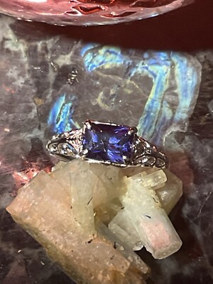 Echt Iolith Smaragdschliff 0,925 Silber Ring 7