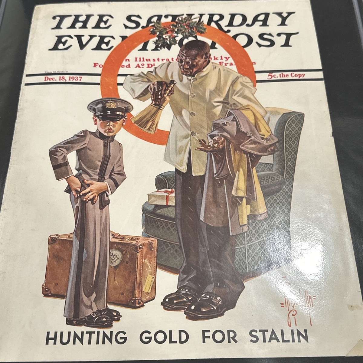 Original J C Leyendecker 1937 Saturday Evening Post Cover Black