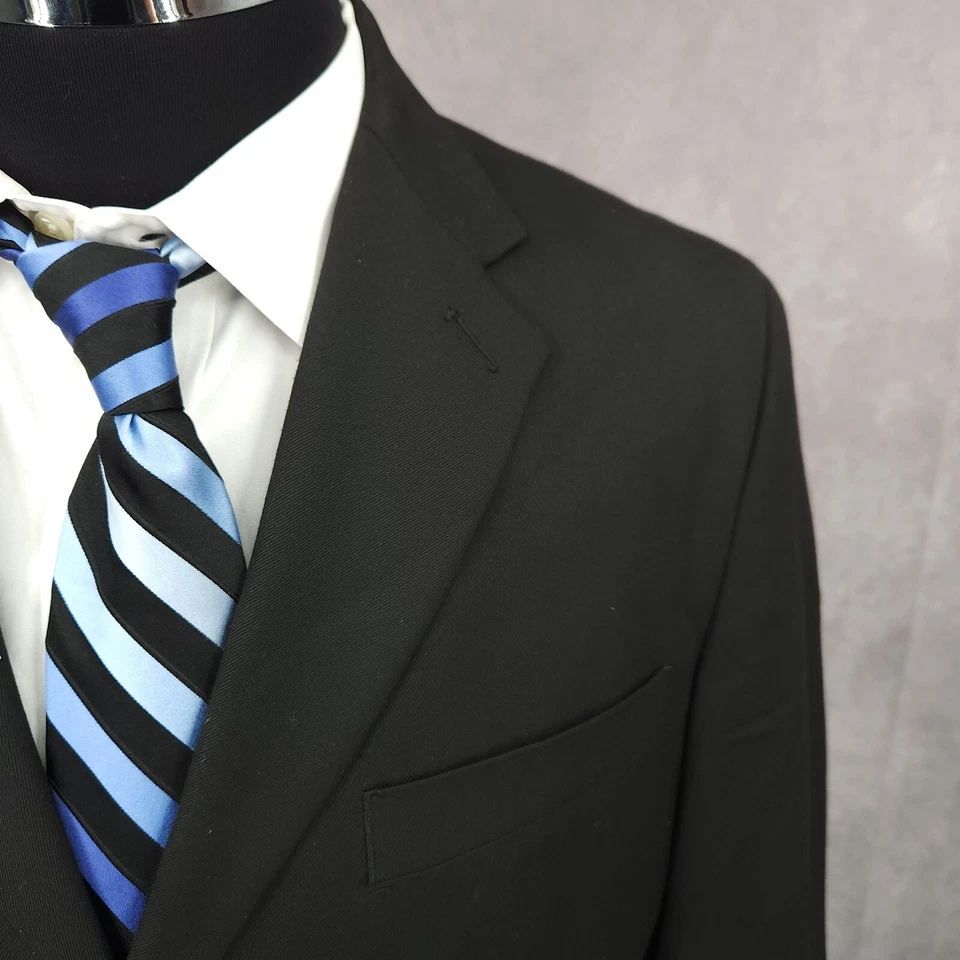 Blazer Merona Para Hombres 38R Negro Abrigo Deportivo Chaqueta 3 Botones Poliéster Mezcla Ventilación Foto 4 de 4