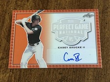 CASEY SAUCKE 2020 LEAF PERFECT GAME ORANGE RAINBOW AUTO #2/2 Virginia WHITE SOX