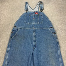 Dickies Dungarees Adult 40x26 Blue Overalls Denim Bib Workwear Carpenter Mens