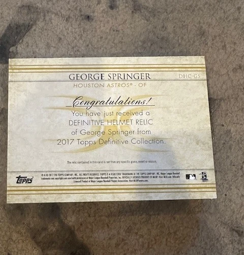 2017 Topps Definitive George Springer Helmet Relic /25 Astros Blue Jays - Image 2 of 2