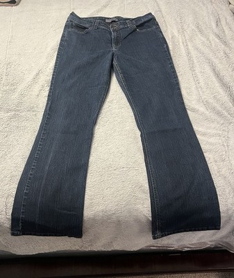 Nine West Women's Blue Solid Denim Flared Jeans Size 12 Cotton Blend