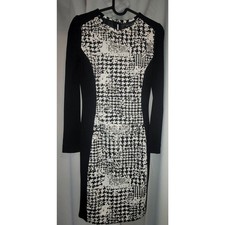 MANGO Women's sheath dress black/White Graphic panel Business Wear XS