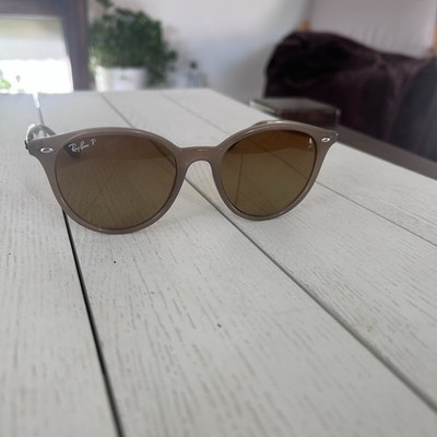 Ray-Ban RB4305 Round Sunglasses - Beige Frame with Brown Gradient Lens