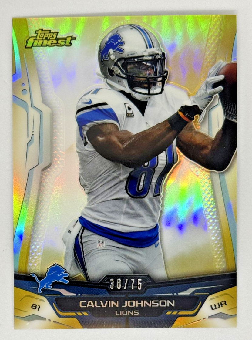 2014 Topps Finest #100 CALVIN JOHNSON Gold Refractor /75 - PACK FRESH