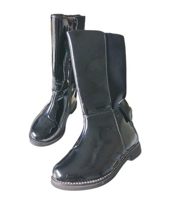 Children's Place Black Patent Kids Dress Boot with Studs and Bow Girls Size 9