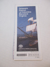 1993 AAA Delaware Washington DC Maryland Virginia Travel Road Map~Box E