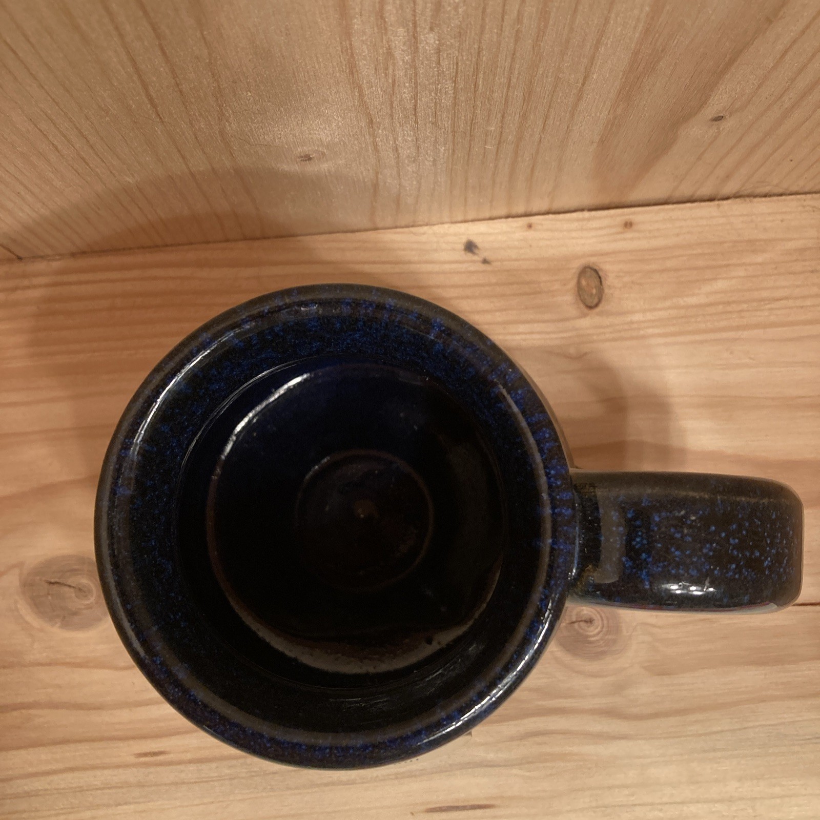 Sunset Hill White Gull Inn Wisconsin Mug Dark Mottled Blue Stoneware Made In USA