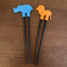 Orange Lion Blue Rhino Training Chopsticks Lot Of 2