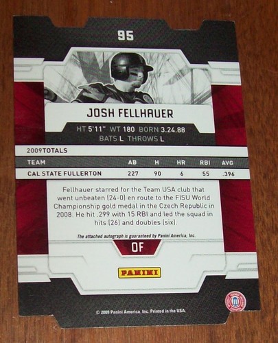 2009 Panini Extra Edition Josh Fellhauer Rookie #'d Autographed Card-048/100 - Picture 2 of 2