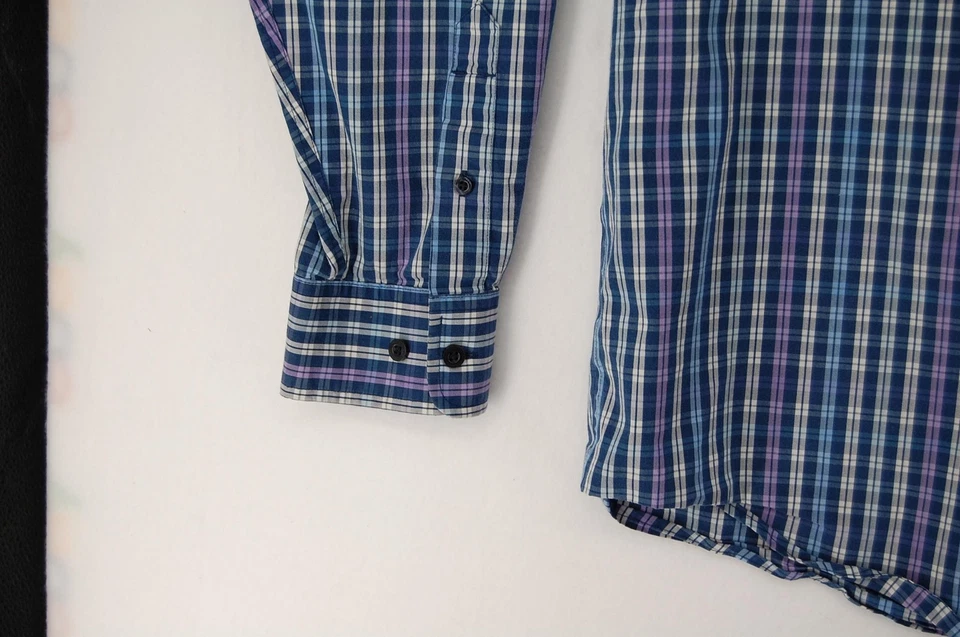 Cutter & Buck Shirt Mens 2XL Blue Purple Plaid Easy Care Button Down Long Sleeve - Image 3 of 4