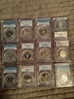 (10) Ten quarters including some silver ones including one error coin