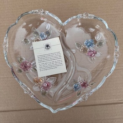 Studio Nova Tender Hearts SA 363/345 Divided Serving Dish Platter Clear 10 3/4 