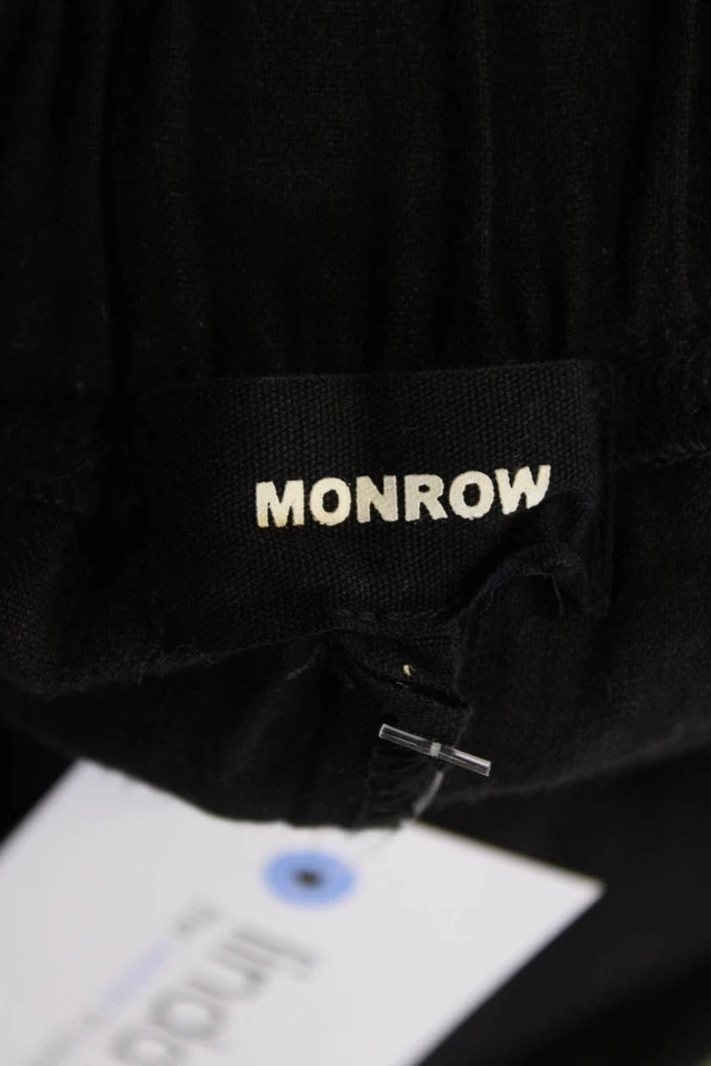 Monrow Womens Linen Blend Two Pocket High-Rise Wide Leg Pants Black Size M - Image 4 of 4