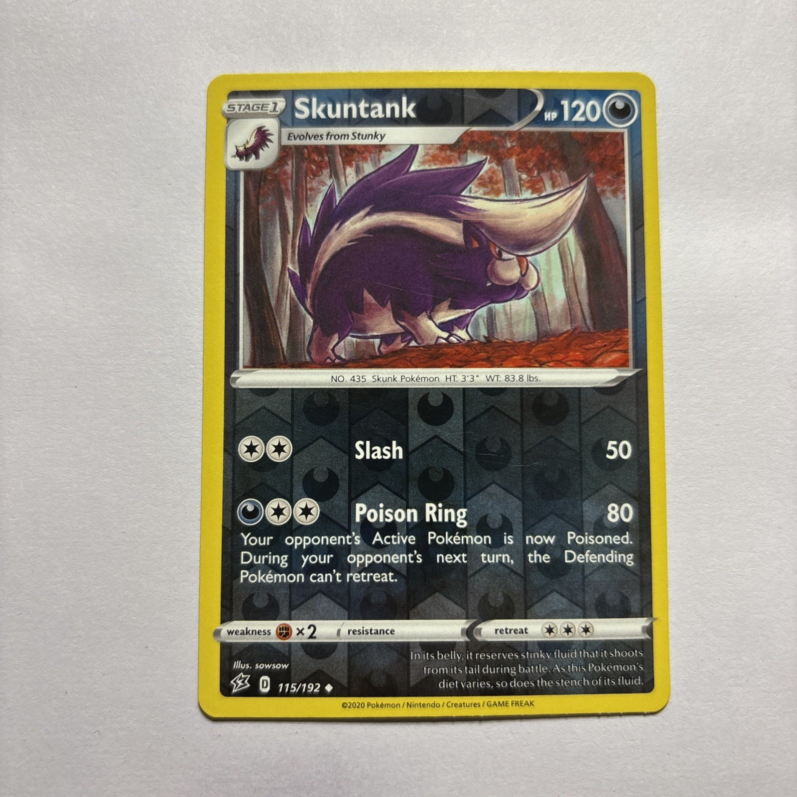 Pokemon - Skuntank - Reverse Holo - 115/192 - Rebel Clash