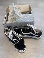 Size 8 - VANS Skate Old Skool Black White, New With Box Cush Extra Shoelace ✅