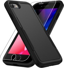 iPhone SE Case 2022 3rd /2020 2nd /iPhone 7/8 Case with Screen Protector, Black
