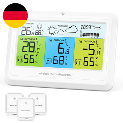 Wetterstation Funk Mit 3 Außensensor, ﻿ORIA Digital Thermometer Hygrometer MAX/M