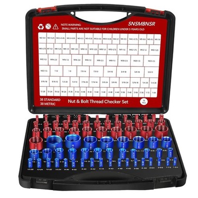 76Pcs Thread Checker, Nut and Bolt Thread Checker 38 Standard and 38 Metric Set,